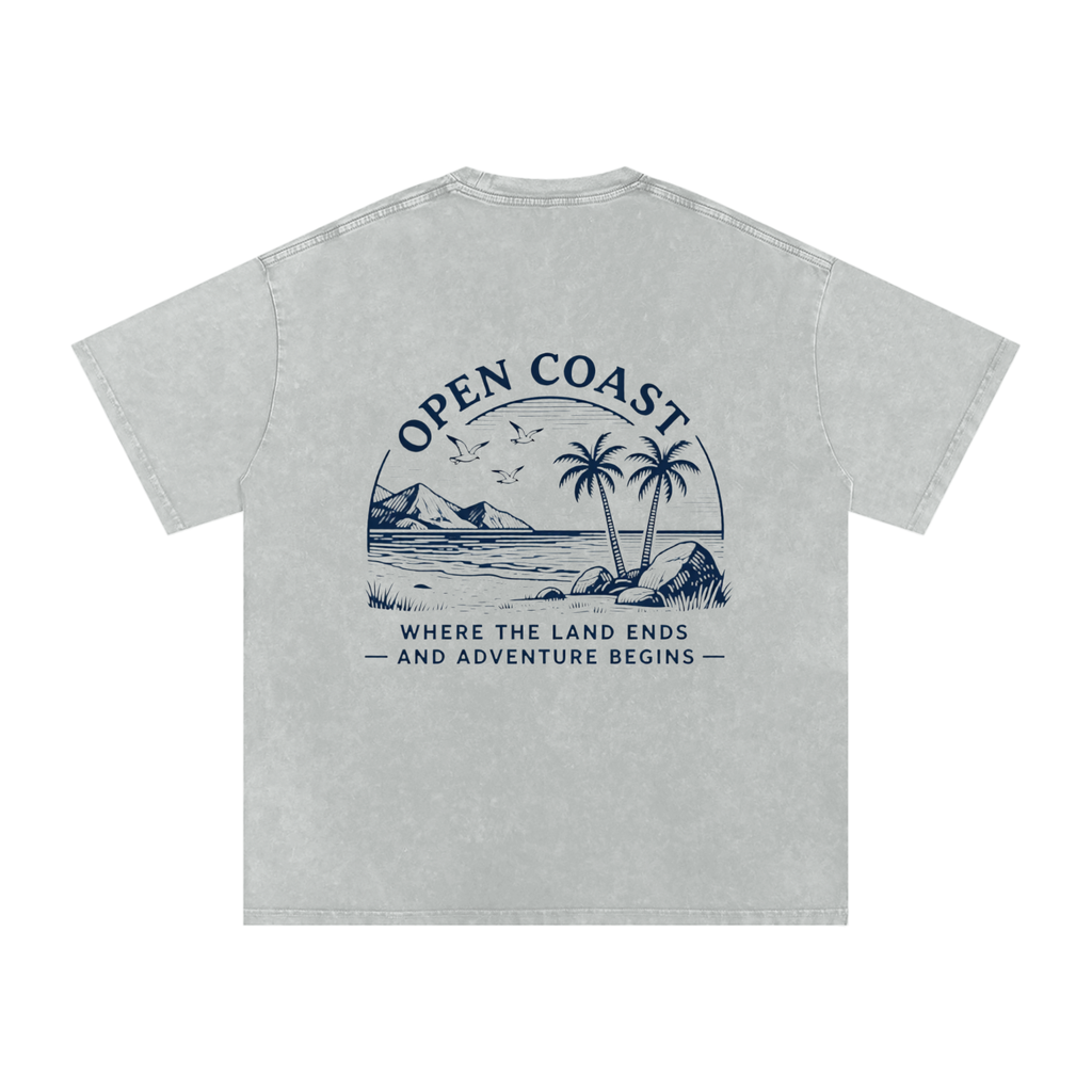 Where The Land Ends & Adventure Begins — Oversized Snow Wash Tee