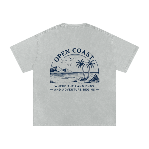 Where The Land Ends & Adventure Begins — Oversized Snow Wash Tee