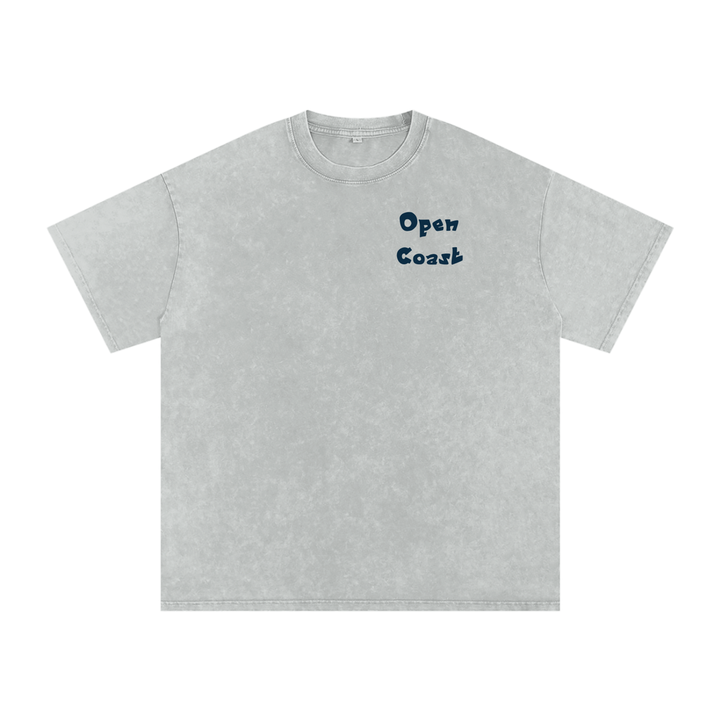 Open Coast Arch Logo Snow Wash Tee — Light Gray