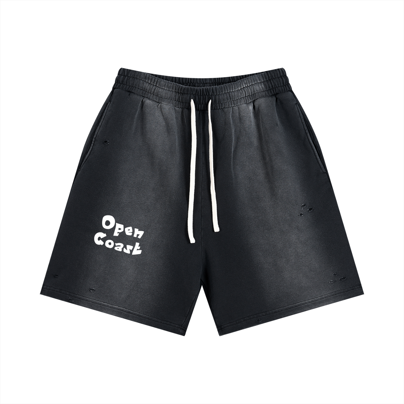 Coastal Drift Distressed Shorts — Black