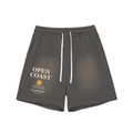 Sun Fade Raw Edge Cotton Shorts